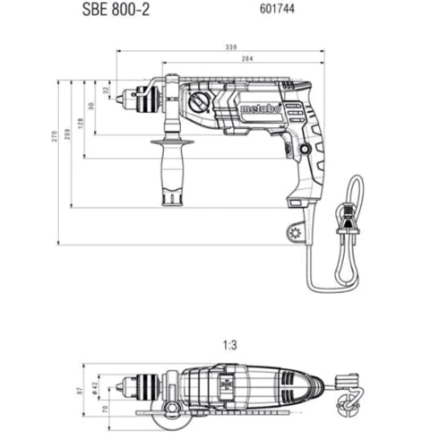 Дриль Metabo SBE 800-2 (601744510): Тип інструмента Ударная дрель