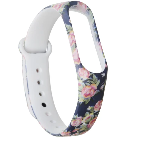 Ремешок TPU Case Prints Blue with flowers for Xiaomi Mi Smart Band 3/4