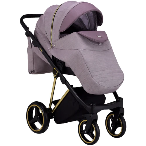 Коляска 2 в 1 Adamex Mimi Polar (Gold) Y811 сиреневый - сиреневый кожа (выдавленная точка) (623381): Материал колес резина