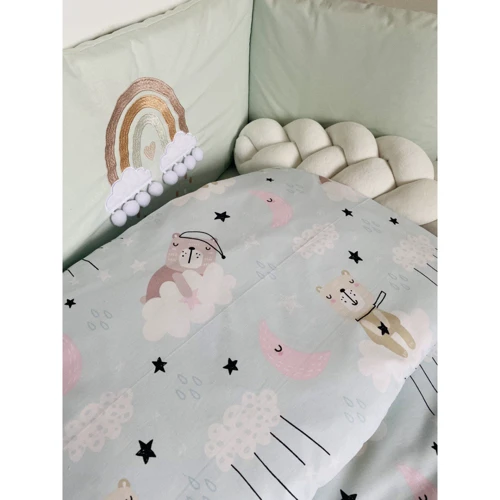 Постельный комплект Twins Fluffy Puffy mint 7 эл. ментоловый (4076-TFP-14)