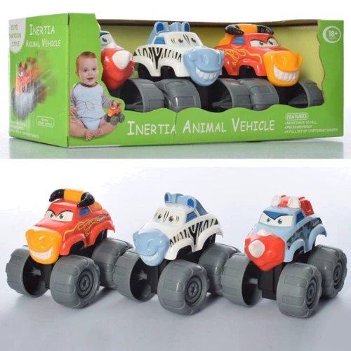 Дитяча машинка Звірятка Bambi DY-502 інерційні (Бик, Зебра, Носоріг)