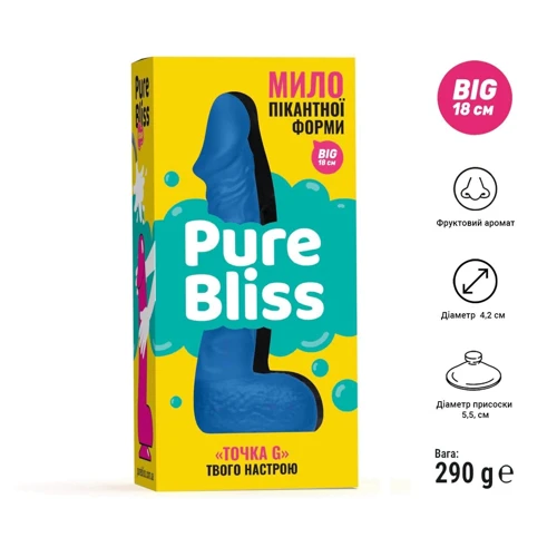 Крафтове мило-член із присоскою Pure Bliss BIG Dark Blue, натуральне