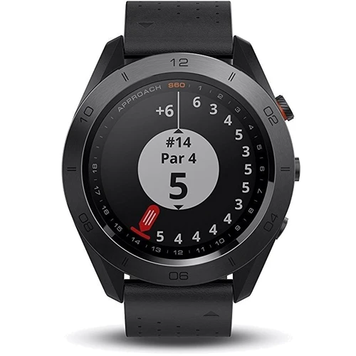 Смарт-часы Garmin Approach S60 Premium Black Ceramic Bezel with Black Leather Band (010-01702-03): Дисплей 1.2" (240x240)