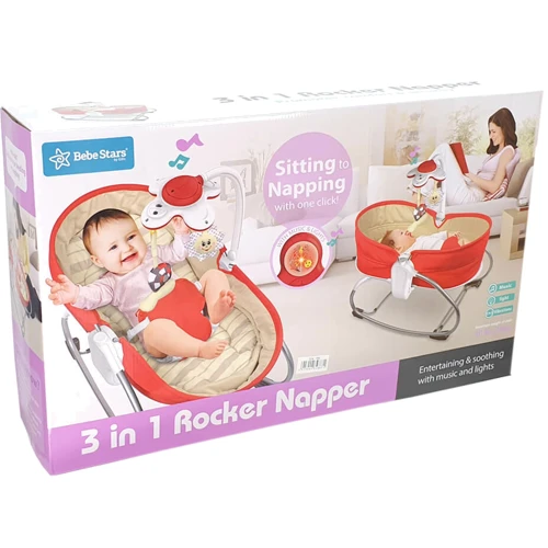 Детский шезлонг-люлька 3 в 1 Bebe Stars 0-18 кг (68149) фото 6