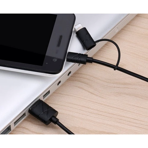 Кабель Usams USB Cable to Lightning/microUSB 2in1 U-Gee 1m Black (US-SJ077) фото 4