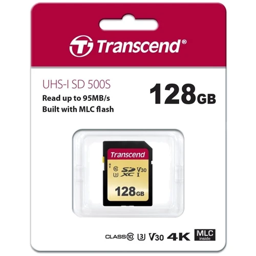 Карта памяти Transcend 128GB SDXC Class 10 UHS-I U3 V30 (TS128GSDC500S): Тип карты SDXC