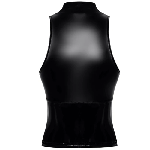 Топ Noir Handmade F324 Glam wetlook top with vinyl corset Вlack, 3XL