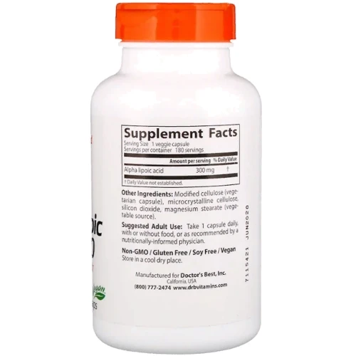 Doctor's Best, Alpha-Lipoic Acid, 300 mg, 180 Veggie Caps (DRB-00277): Вид ферментні
