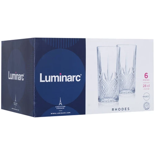 Стакан Luminarc RHODES НАБІР 6x280мл високий (N9065): Обсяг склянки мл 6x280