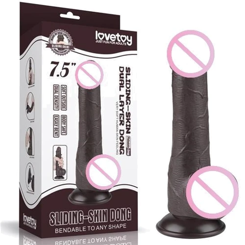 Фаллоимитатор LoveToy Sliding-Skin Dual Layer Dong 7.5" Black