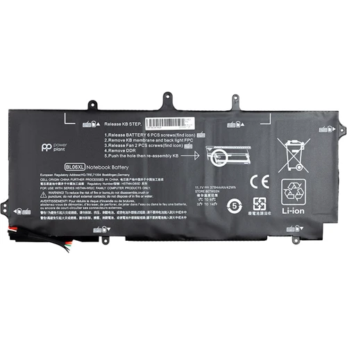 Батарея для ноутбука Акумулятор PowerPlant для ноутбуків HP EliteBook Folio 1040 G0 (BL06XL) 11.1V 3784mAh (NB461165)