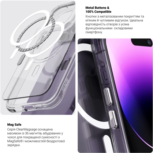 Чохол для iPhone ArmorStandart Clear Magsafe Transparent для iPhone 14 Plus (ARM68054): Тип чохла накладка на заднюю часть
