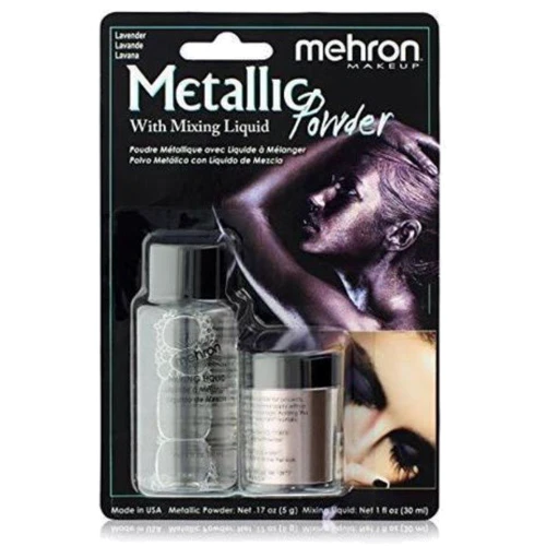 Mehron Metallic Powder Lavender with Mixing Liquid Металева пудра-порошок (5 g) + рідина для змішування (30 g) Лавандовий фото 1