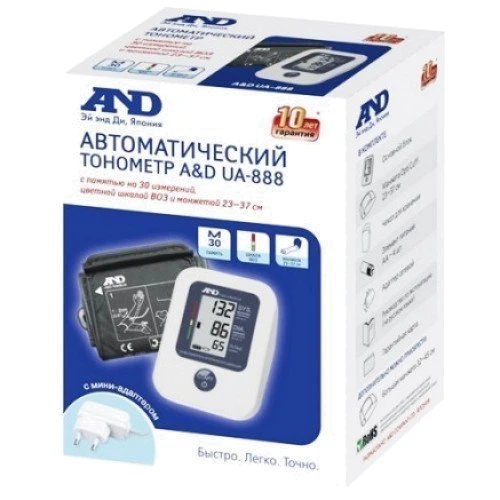 Тонометр AND автоматический с манжетой 22-37 см (UA-888AC): Тип измерения автоматический