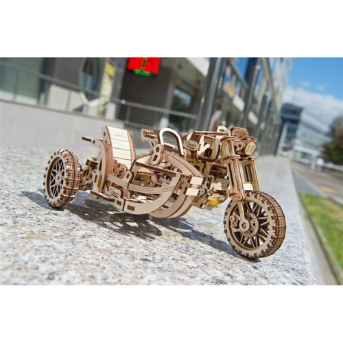 Механічний 3D пазл Ugears Мотоцикл Scramber з коляскою (6336921) фото 31