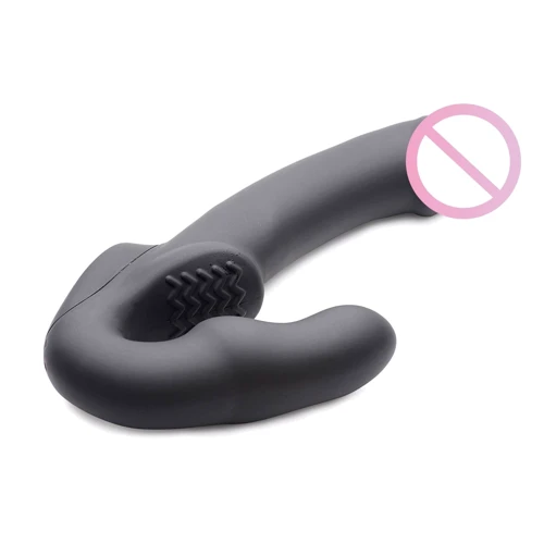 Evoke Rechargeable Vibrating Silicone Strapless Strap On - страпон 24.7x4 см, черный