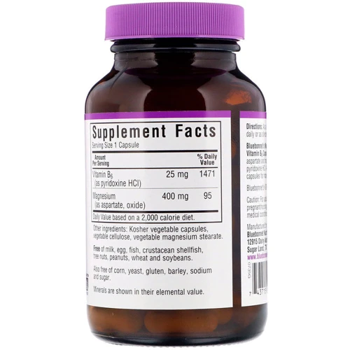 Bluebonnet Nutrition, Magnesium Plus B6, 90 Vegetable Capsules (735): Тип Магній + B6