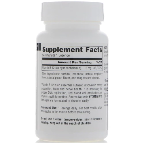 Source Naturals B-12, 2000 mcg, 100 Lozenges: Тип Витамин B