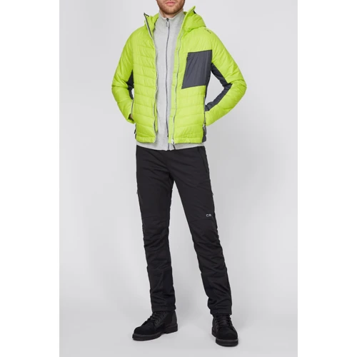 Куртка CMP Man Jacket Fix Hood Acido 31Z2247-E112 50 салатова демісезонна з капюшоном: Фасон Стьобаний