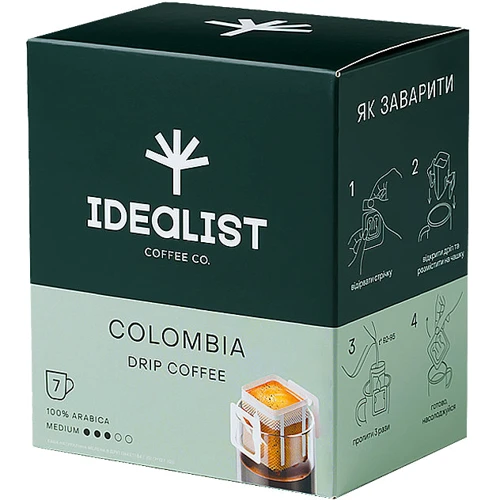 Дрип-кофе IDEALIST COFFEE Co Колумбия 7 шт: Вид напитка кофе молотый