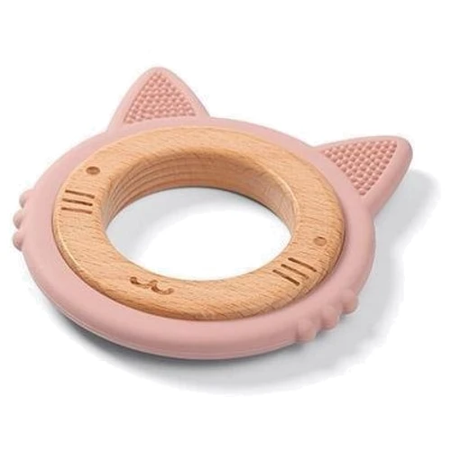 Прорезыватель BabyOno для зубов деревянно-силиконовый Котенок розовый (1076/02): Производитель BabyOno