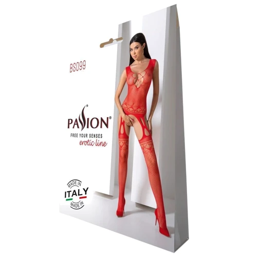 Бодистокинг с плетением на груди Passion BS099 One Size red