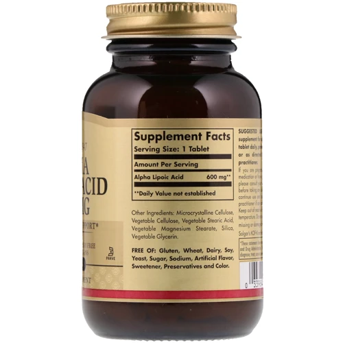 Solgar Alpha Lipoic Acid Солгар Альфа-ліпоєва кислота 600 mg 50 Tablets: Тип Альфа-ліпоєва кислота