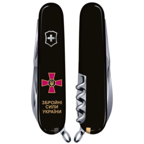 Мультитул Victorinox Spartan Army 91мм/12 функций/черный /Эмблема ВСУ + Надпись (1.3603.3_W1011u): Тип мини-мультитул