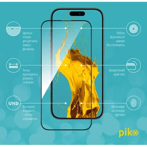 Захисне скло для iPhone Piko Tempered Glass Full Glue Black для iPhone 16 Pro Max: Тип захисту екрана на экран