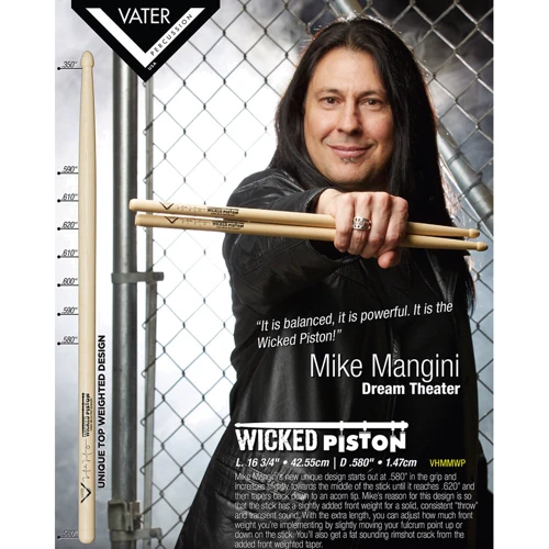 Барабанные палочки VATER Mike Mangini Wicked Piston: Наконечник Деревянный