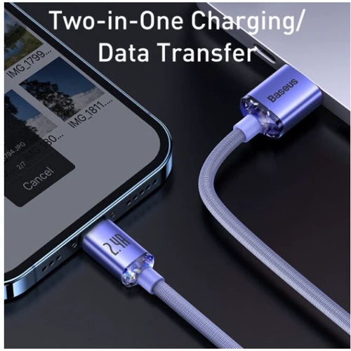 Кабель Baseus USB Cable to Lightning Crystal Shine Series 2.4A 1.2m Purple (CAJY000005) фото 4