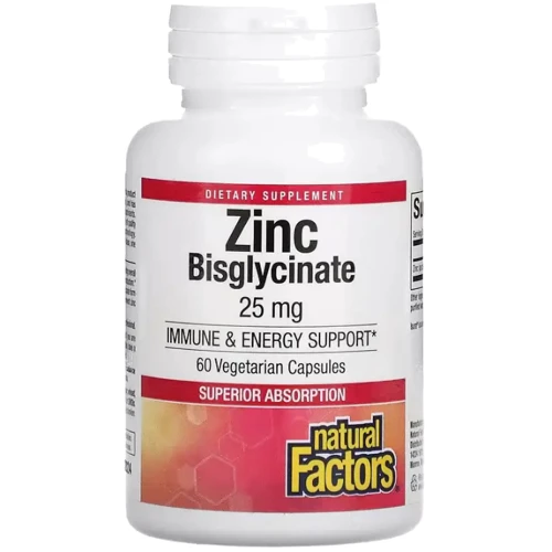 Natural Factors Zinc Bisglycinate Цинк бисглицинат 25 мг 60 вегетарианских капсул