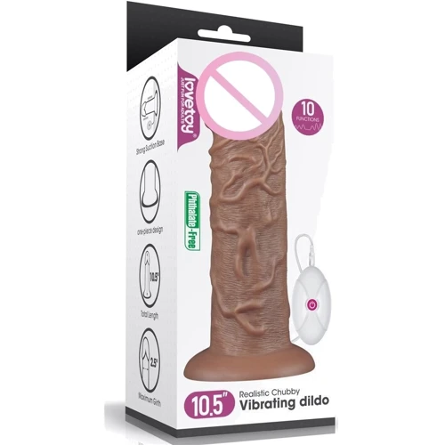 Реалистичный вибратор LoveToy Realistic Chubby Vibrating Dildo Brown 10.5''