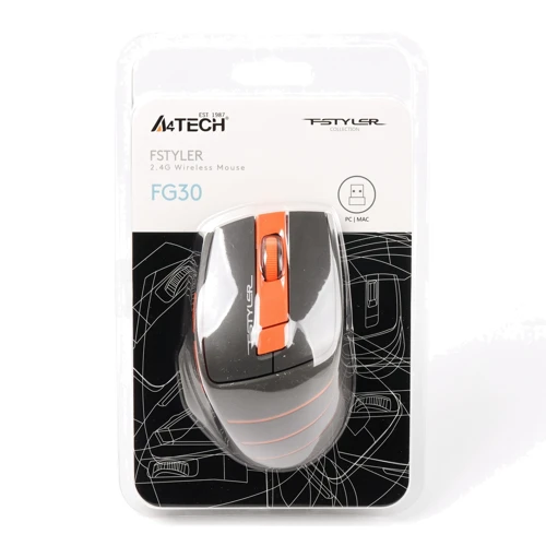 Мышь A4Tech Fstyler FG30 Wireless Orange: Количество кнопок 6