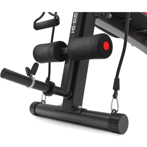 Скамья для жима и пресса Hop-Sport STRONG Набор 67 кг со скамейкой HS-1035: Конструкция складная