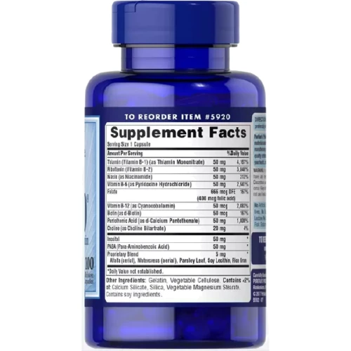 Puritan's Pride Vitamin B-50 Complex Витамины В-50 комплекс 100 капсул: Тип Витамин B