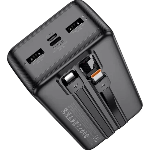 Зовнішній акумулятор Hoco Power Bank 30000mAh J118B with Cable Black: Вбудований кабель Apple Lightning / USB Type-C