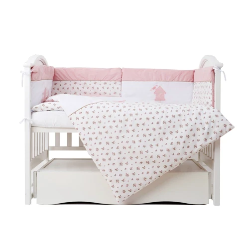 Постельный комплект Twins Birds 4021-TB-24 powder pink/white 6 эл. белый/пудра: Тип постельный комплект