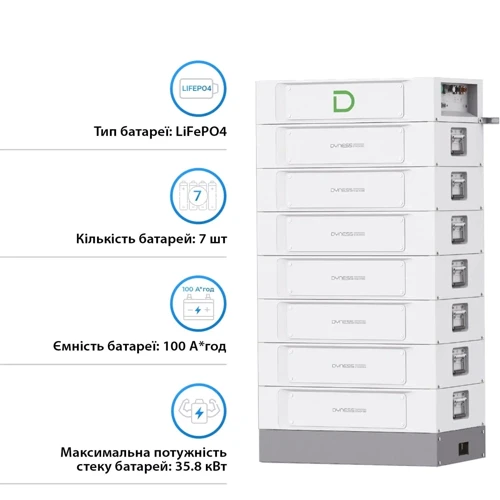 Аккумуляторная батарея Dyness STACK100-7 7xS51100, 35.84kW, 358.4V, 100Ah, LiFePO4