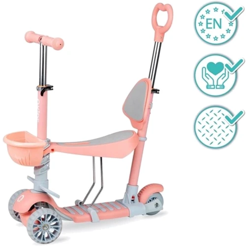 Самокат триколісний з сидінням QKIDS ILI (колір - peach): Тип коліс литі