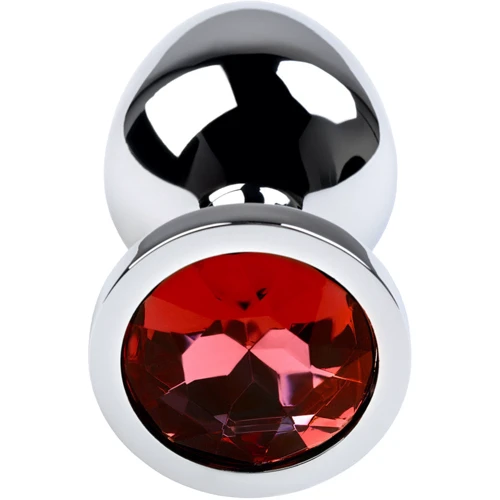 Анальная пробка с кристаллом Metal By Toyfa Silver Anal Plug Ruby