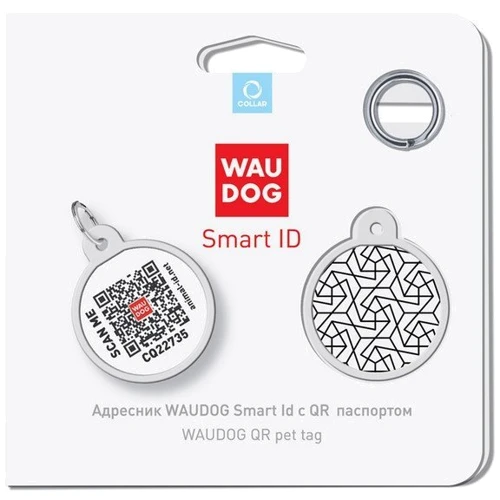 Адресник металлический WAUDOG Smart ID c QR паспортом, рисунок Геометрия 30 мм (230-0202): Назначение Для всех пород