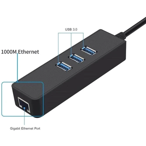 Адаптер Dynamode USB to 3xUSB 3.0 + RJ45 Black: Інтерфейс підключення USB 3.0