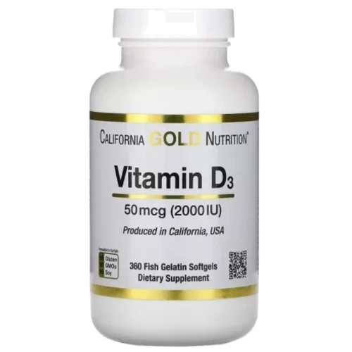 California Gold Nutrition Vitamin D3 Вітамін Д3 50 мкг 2000 МО 360 м'яких капсул