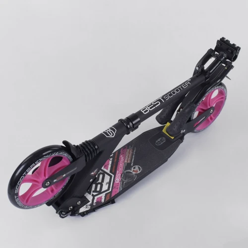 Самокат алюминиевый Best Scooter с PU колесами, 2 аммортизаторами Black/Pink (92085): Тип колес литые