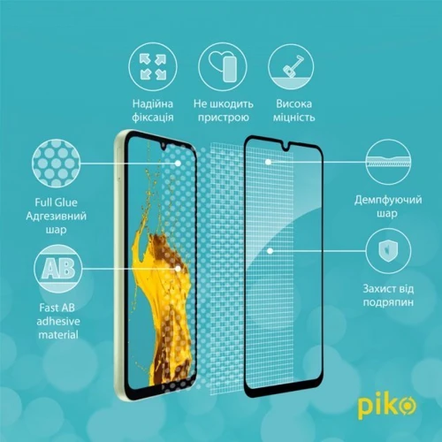 Аксессуар для смартфона Piko Tempered Glass Full Glue Black for Samsung A245 Galaxy A24 4G/M346 Galaxy M34 5G: Тип защитное стекло