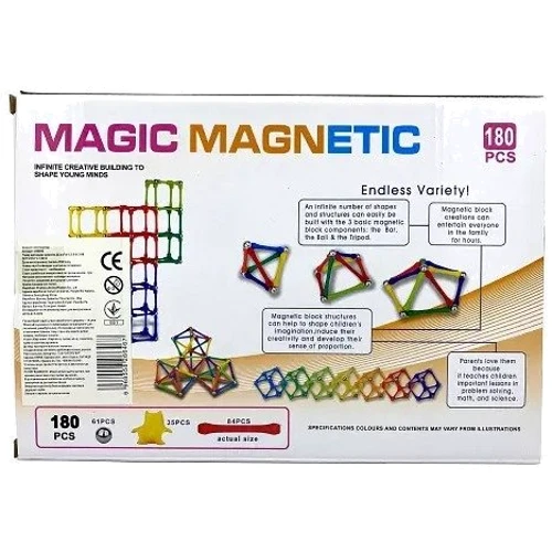 Магнітний конструктор Bambi Magnetic 180 деталей (JH8946): Кількість деталей, шт. 180