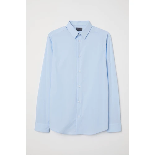 Рубашка H&M 4081048 46 голубая с длинным рукавом