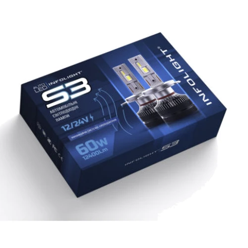 Комплект світлодіодних ламп Infolight S3 H7 60W: Колір світіння Белый