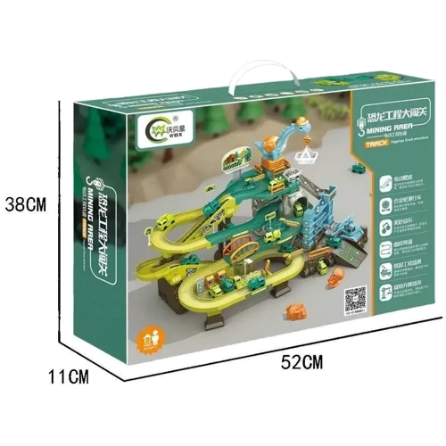 Трек для машинок (музыка, подвижные детали, динозавры, машинки, кран-динозавр) (T912A)